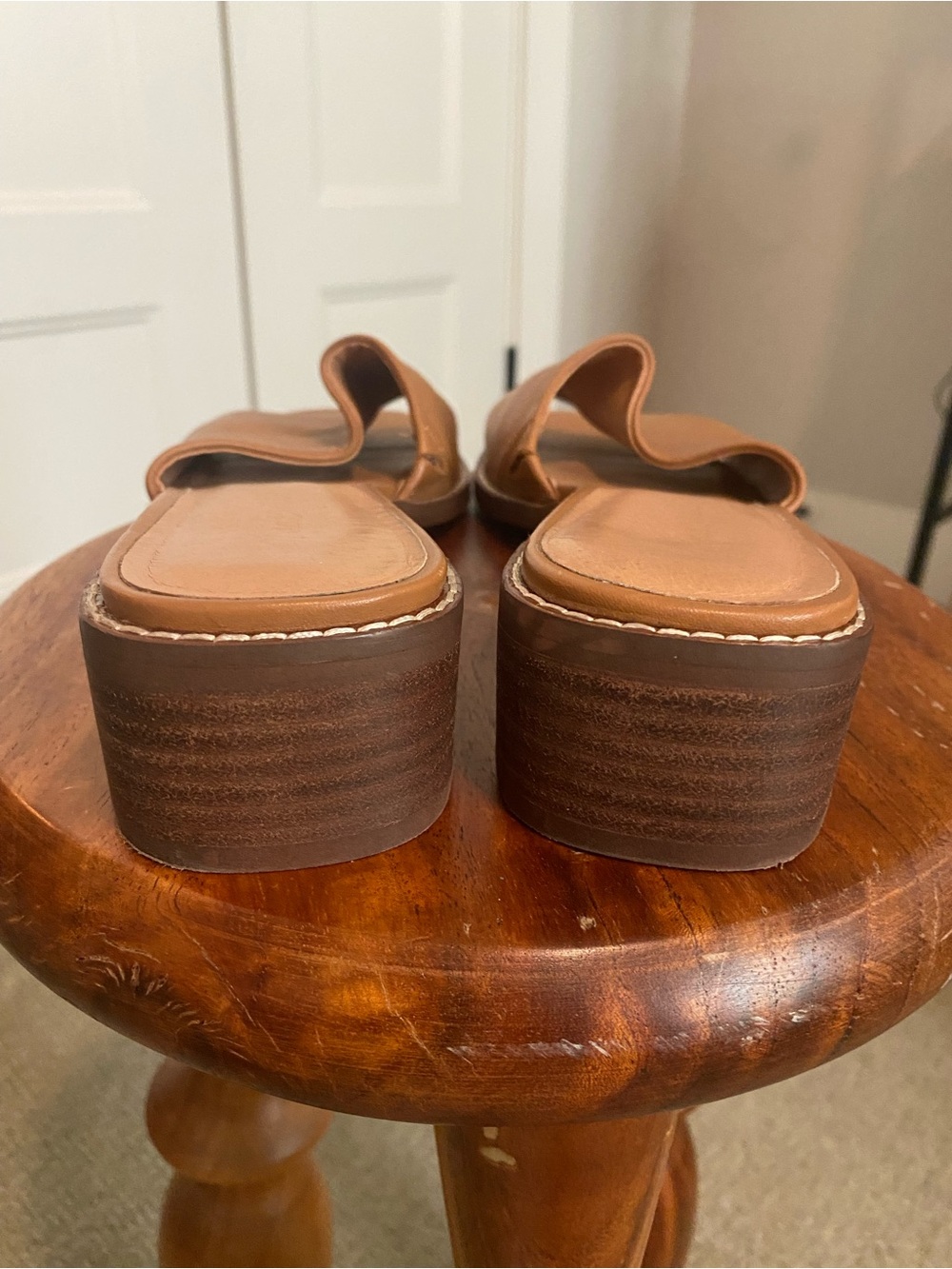 Madewell Cognac Brown Leather Slide Mules Size 9 - Picture 3 of 3